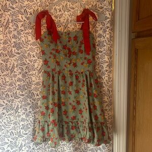 Floral Dress with Red Accents